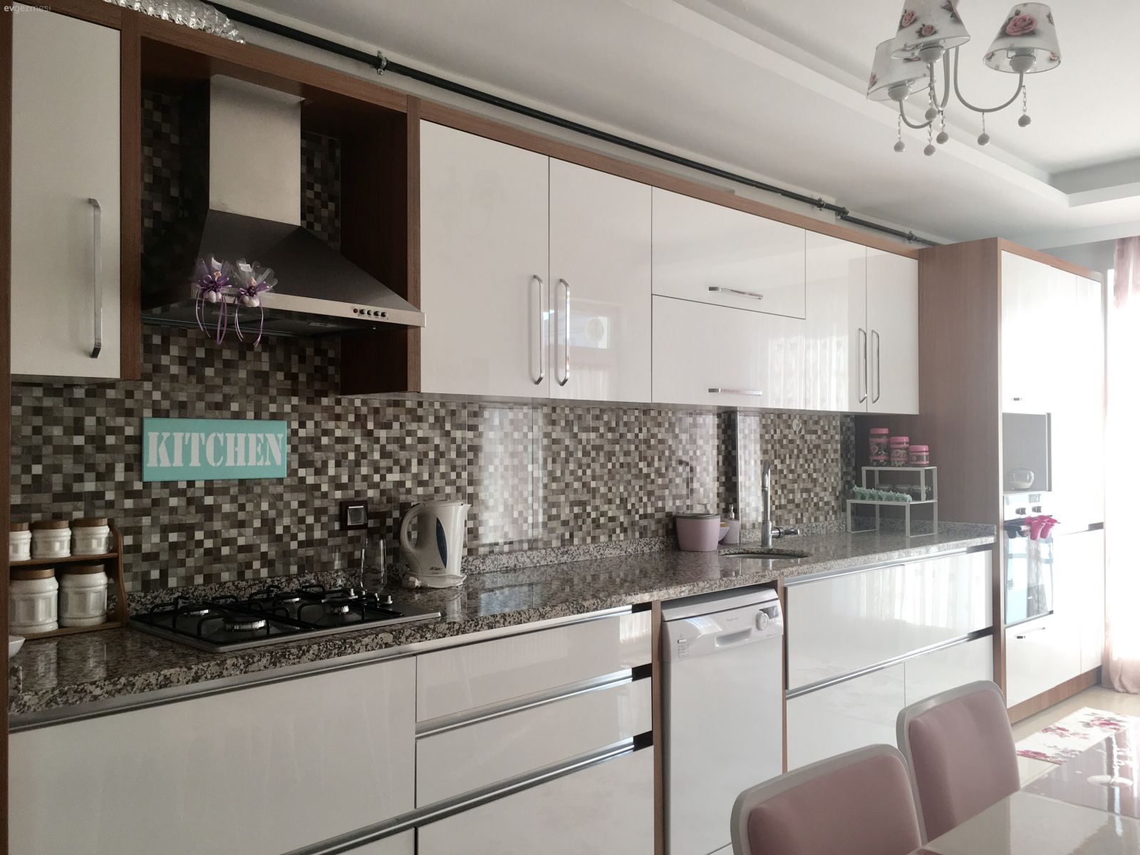 Ankastre, Modern mutfak, Mutfak, Pembe, Beyaz mutfak