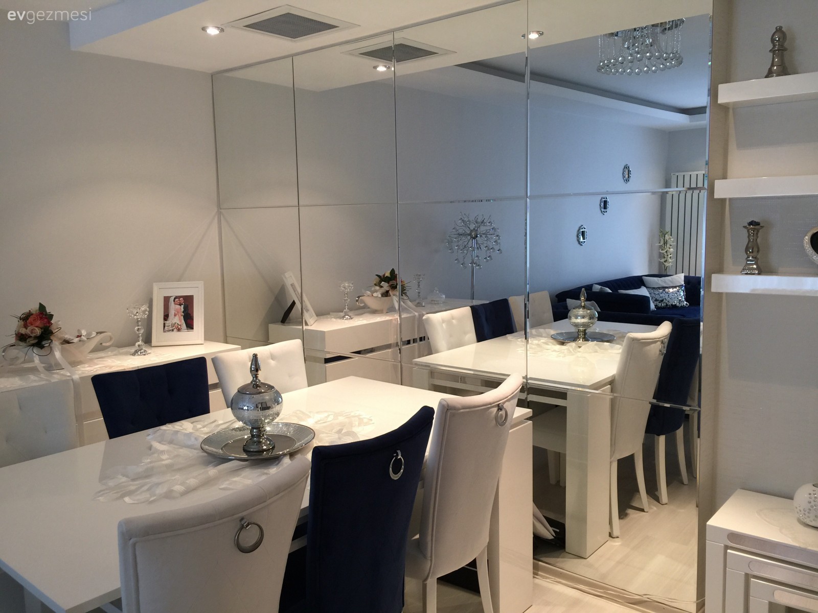 Duvar ayna kaplama, Yemek Odası, Salon, Tokmak kulp, Ayna