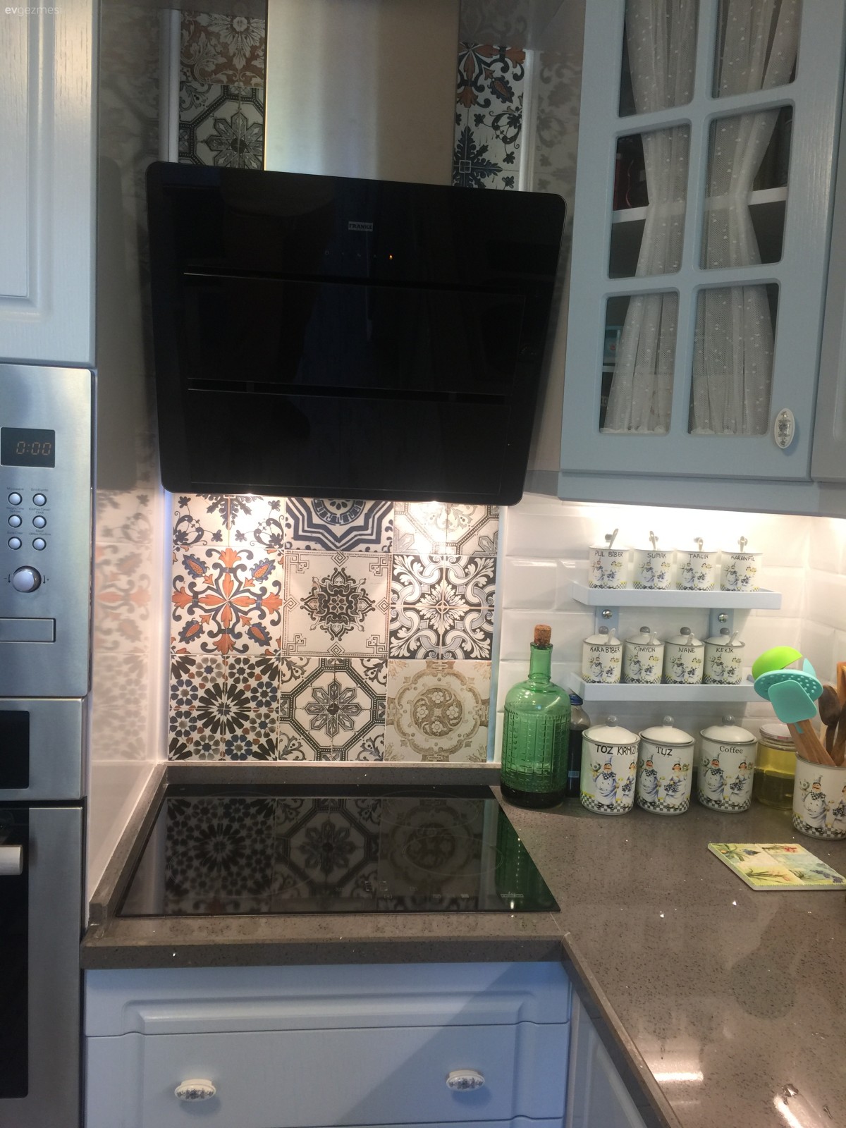 Mavi mutfak, Country mutfak, Mavi, Ankastre, Mutfak