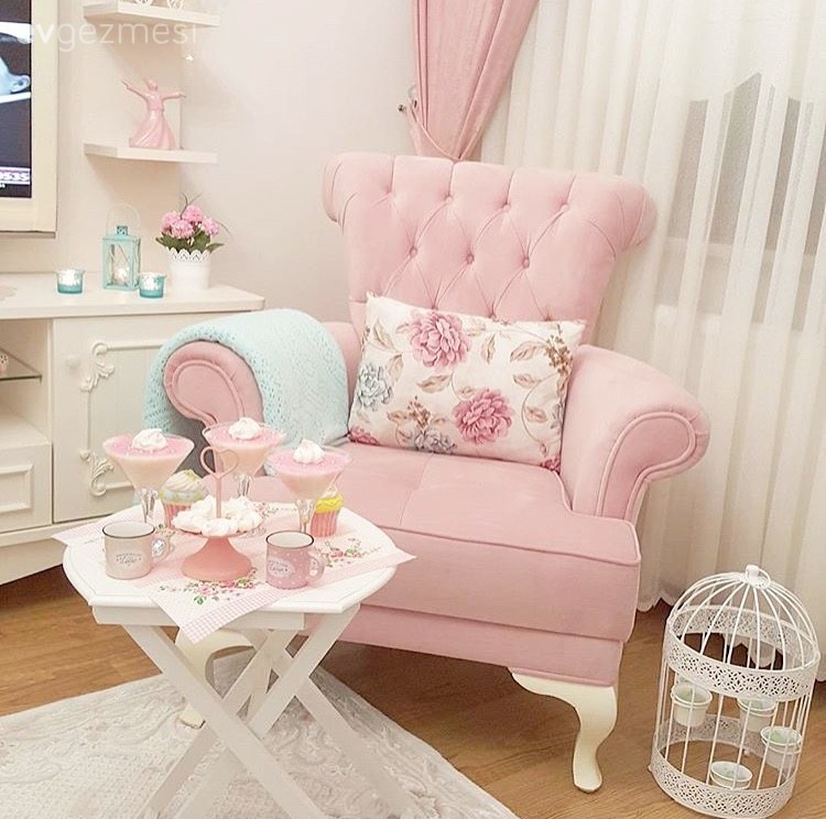 Berjer, Oturma Odası, Pembe, Sehpa