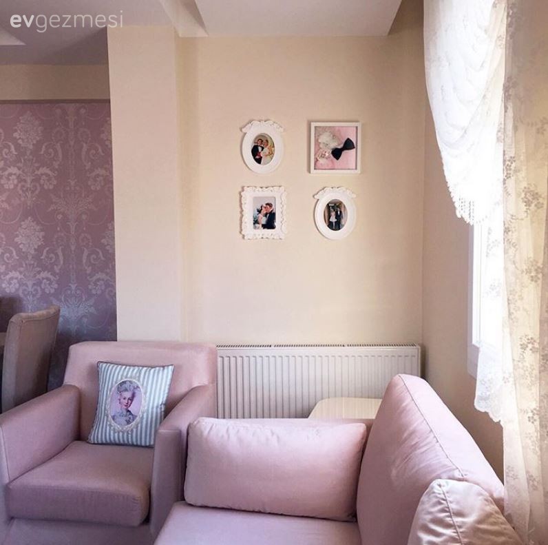 Duvar dekorasyonu, Pembe, Salon