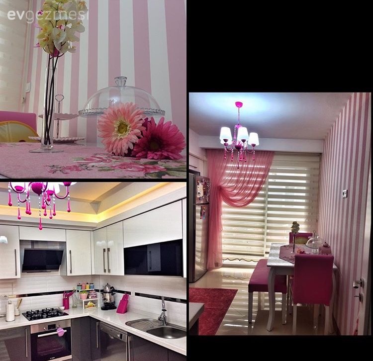 Duvar kağıdı, Mutfak, Mutfak masası, Pembe