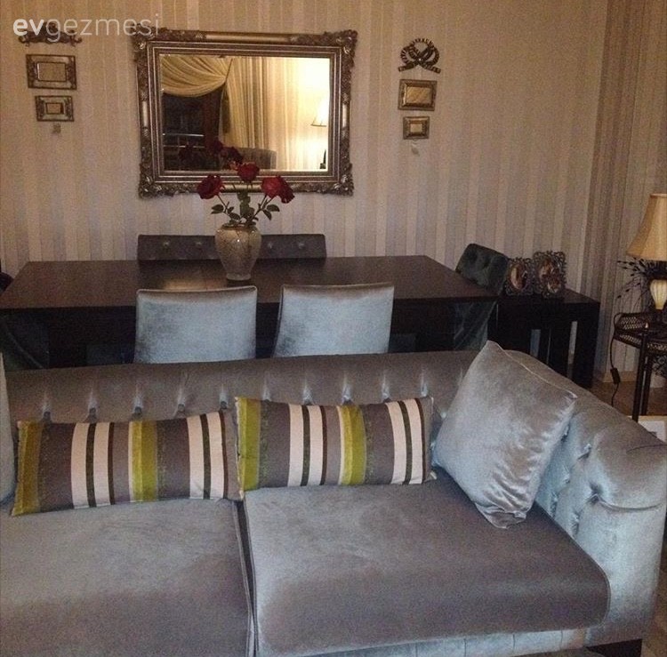 Banu hanımın aksesuarlarla klasik bir havaya bürünen göz alıcı evi..