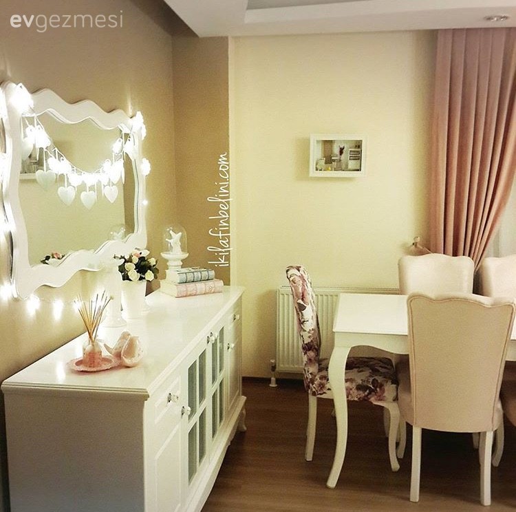 Aydınlatma, Ayna, Fon perde, Konsol, Salon, Yemek Odası, Perde