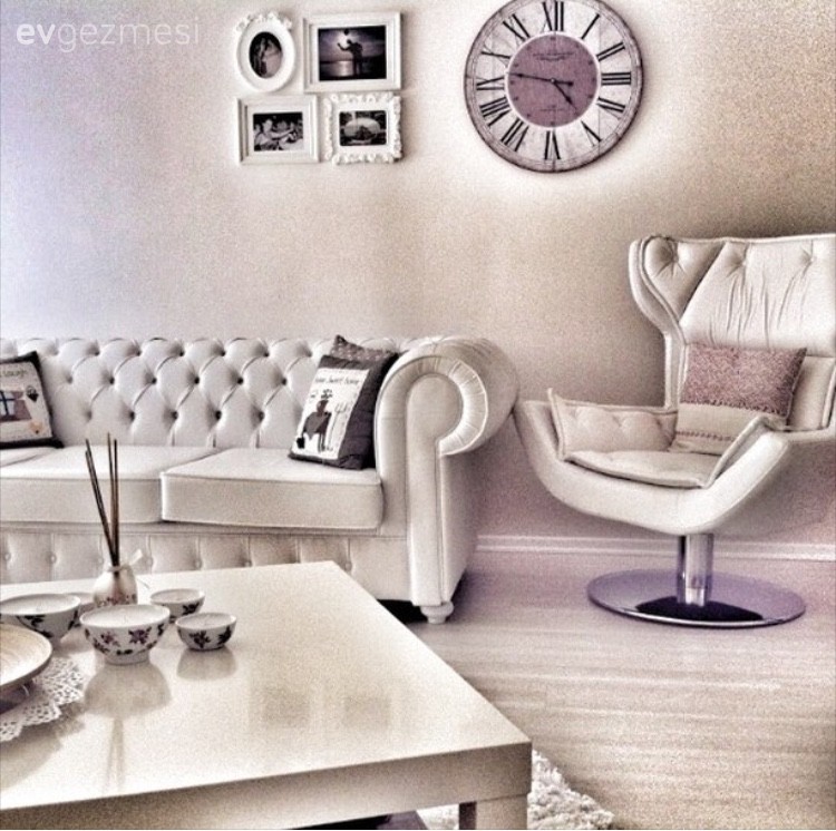 Berjer, Beyaz, Duvar saati, Salon