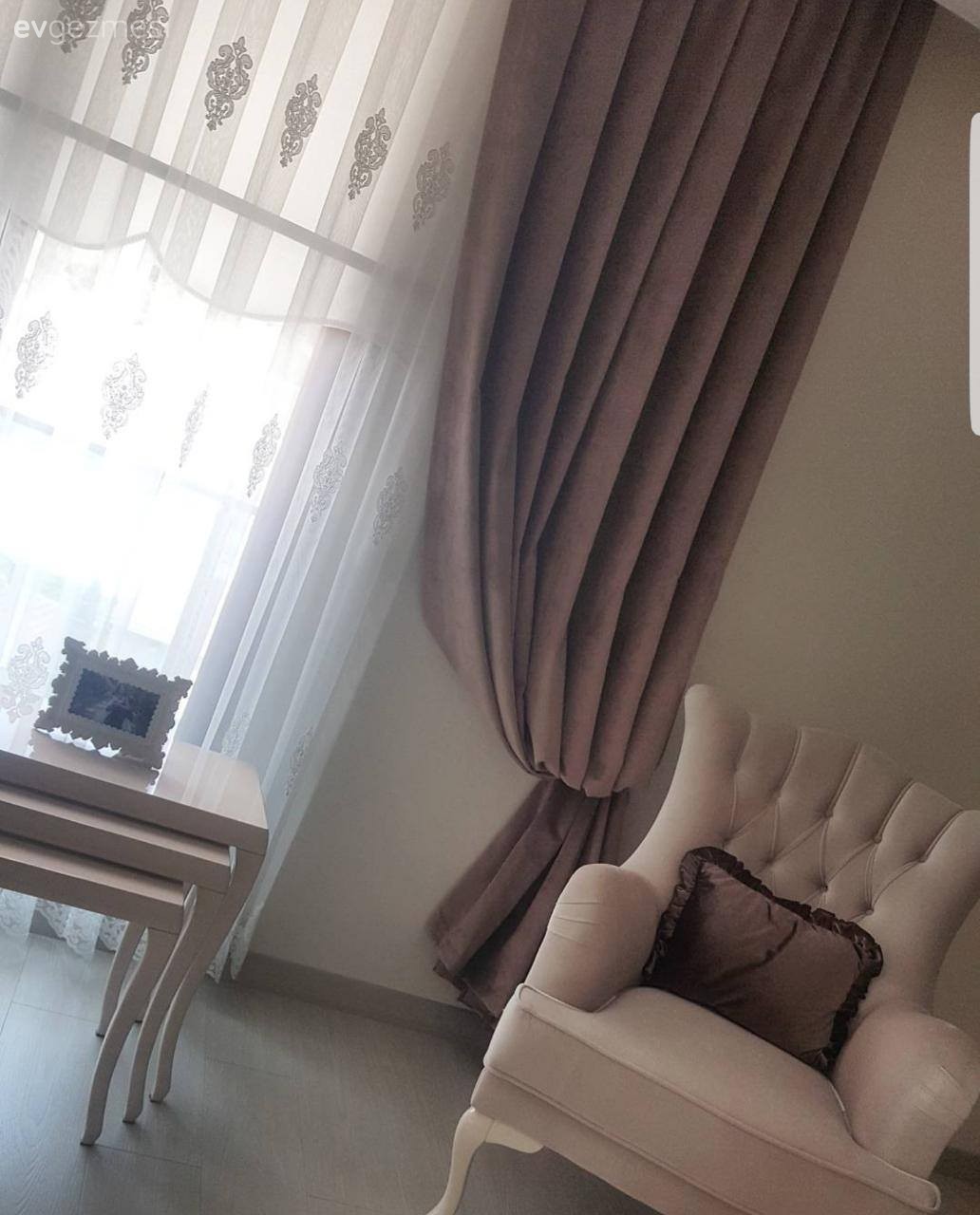 Berjer, Fon perde, Kahverengi, Perde, Salon