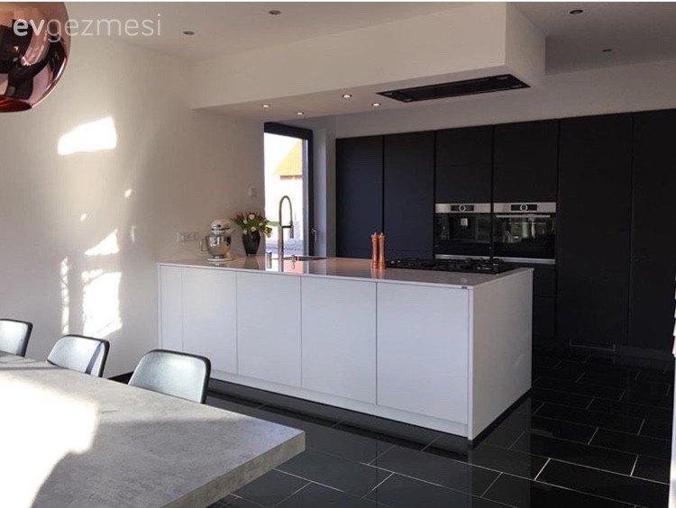 Aydınlatma, Beyaz mutfak, Modern, Mutfak, Ada mutfak, Modern mutfak