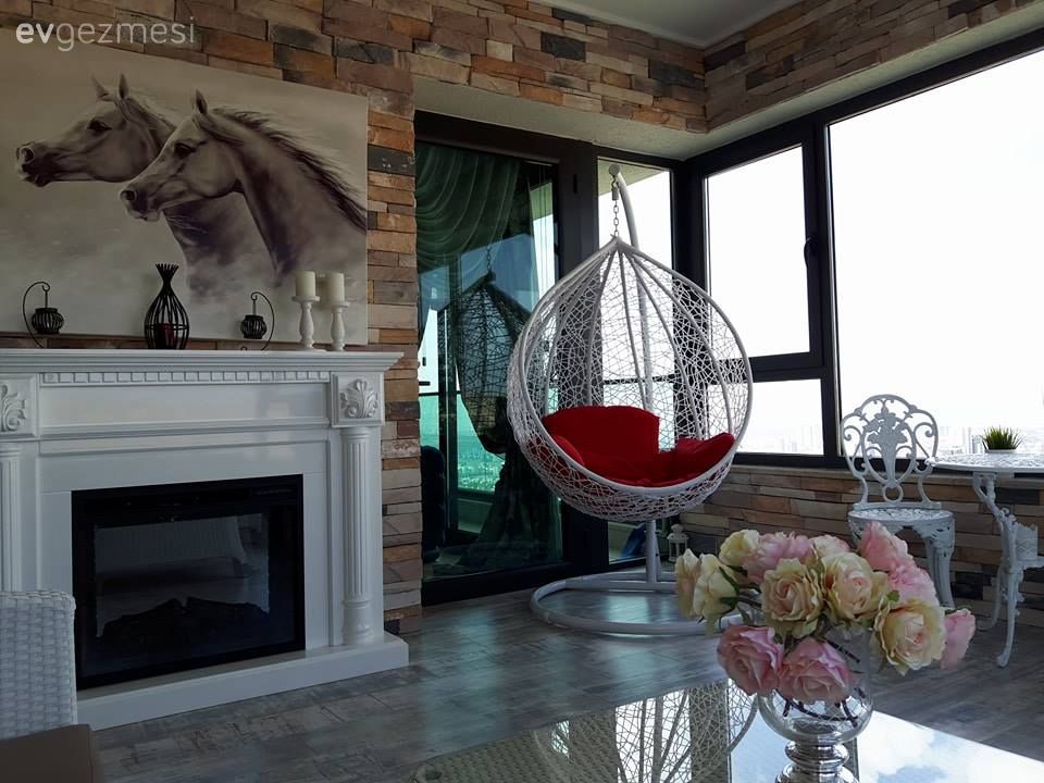 Balkon, Kış bahçesi, Salıncak, Şömine, Tablo