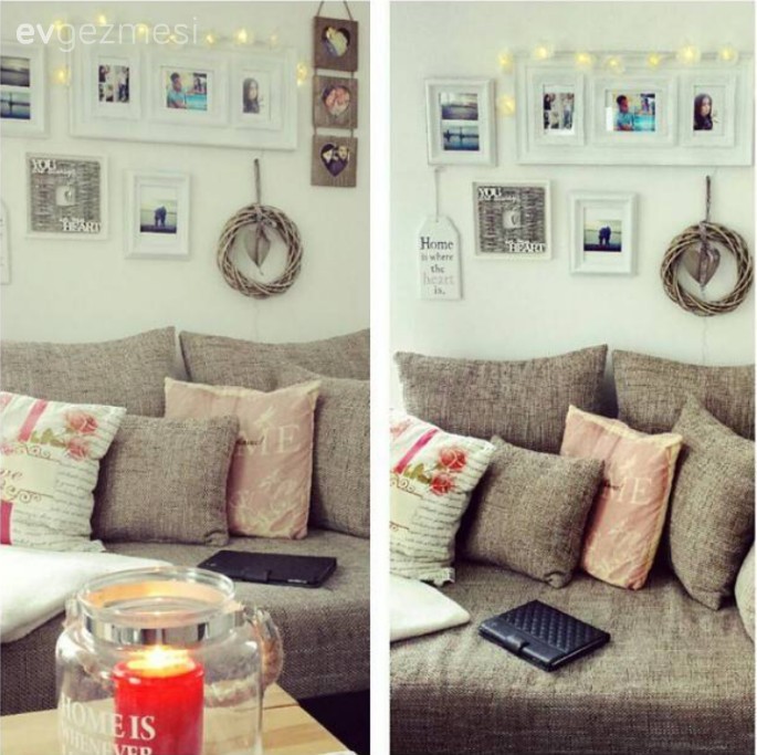 Duvar dekorasyonu, Gri, Pembe, Salon, Aydınlatma