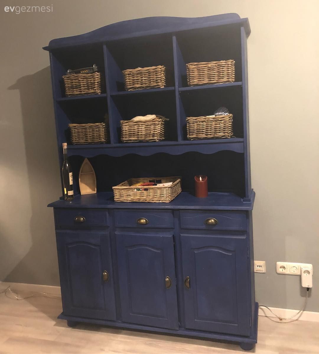 Vitrin, Mavi, Mobilya boyama, Kendin Yap