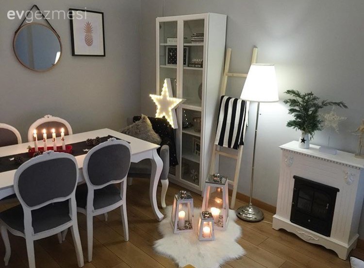 Dekoratif Objeler, Gri, Salon, Şamdan, Şömine, Yemek Odası