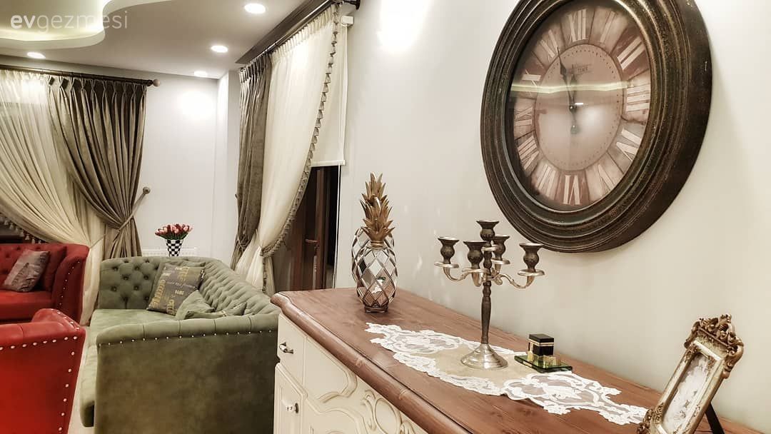 Duvar saati, Salon, Balkon, Country, Bordo, Yemek Odası