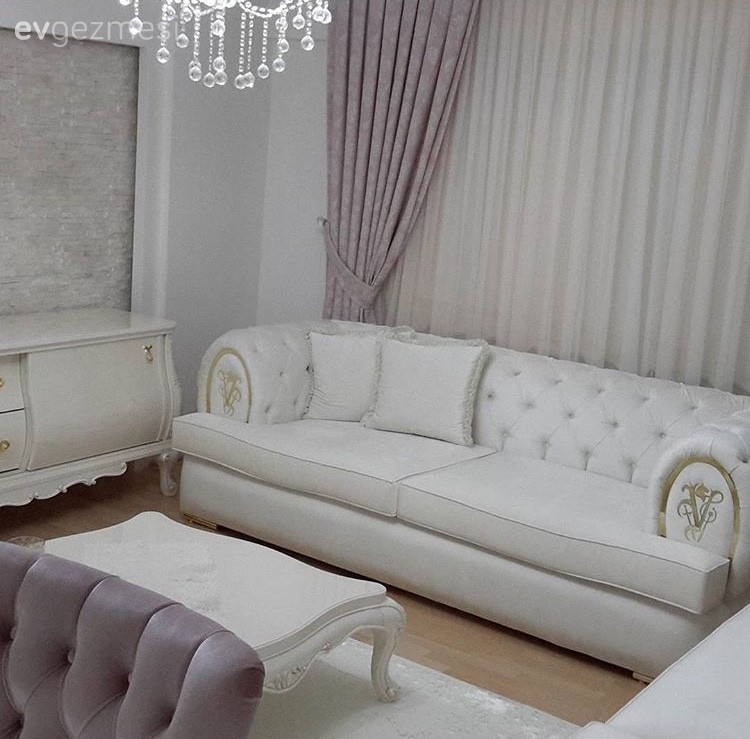 Beyaz, Fon perde, Orta sehpa, Pembe, Salon, Perde