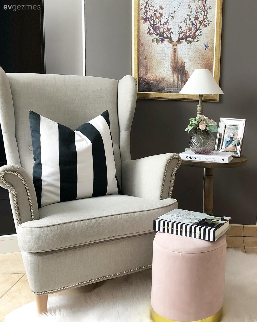 Berjer, Gri, Puf, Pembe, Gri duvar, Siyah- Beyaz, Tablo