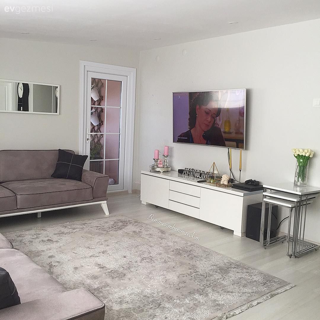 Salon, Tv ünitesi, Halı, Gri