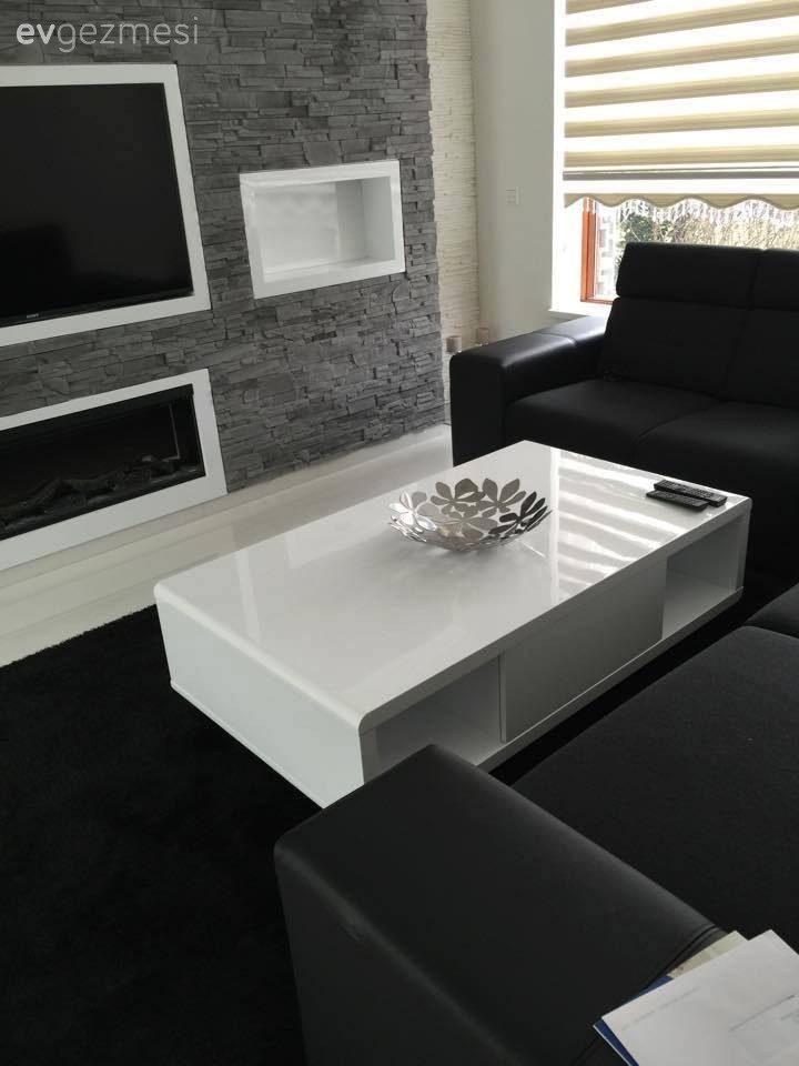 Beyaz, Halı, Salon, Sehpa, Siyah
