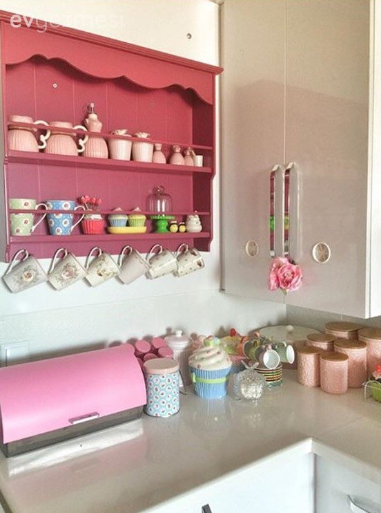 Beyaz mutfak, Mutfak, Mutfak aksesuarları, Pembe, Terek