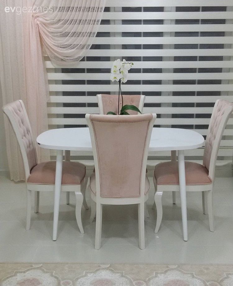 Country mutfak, Kruvaze perde, Mutfak, Mutfak masası, Pembe, Perde