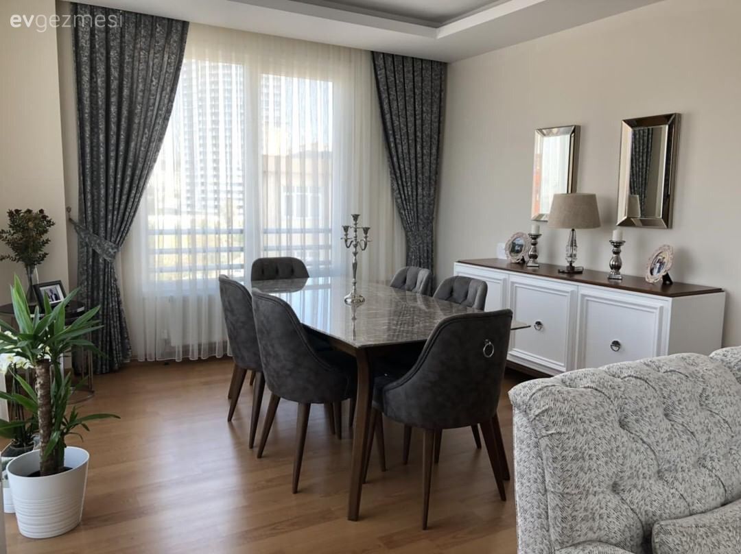 Konsol, Salon, Fon perde, Perde, Yemek Odası, Şamdan, Ayna, Dekoratif ayna, Mermer, Mermer masa