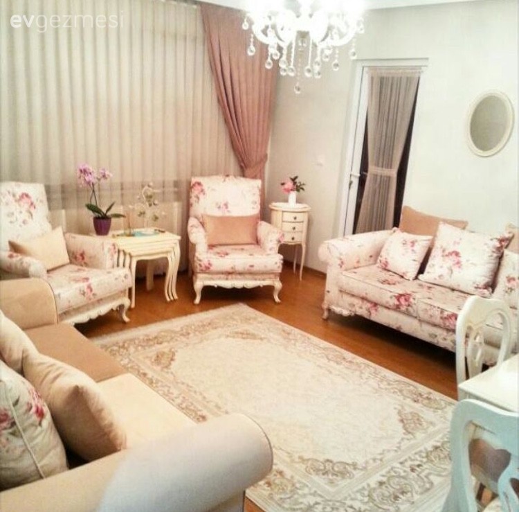 Avize, Country, Fon perde, Halı, Pembe, Salon, Perde, Aydınlatma