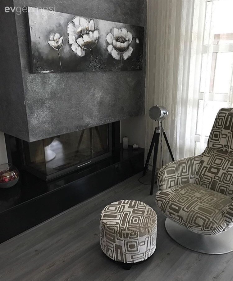 Berjer, Salon, Şömine, Tablo