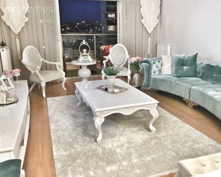 Berjer, Beyaz, Halı, Orta sehpa, Salon, Yeşil