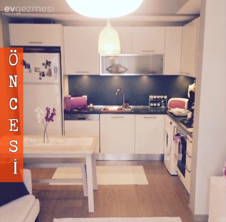 Gamze hanımın küçük bir değişimle havası tamamen değişen mutfağı..