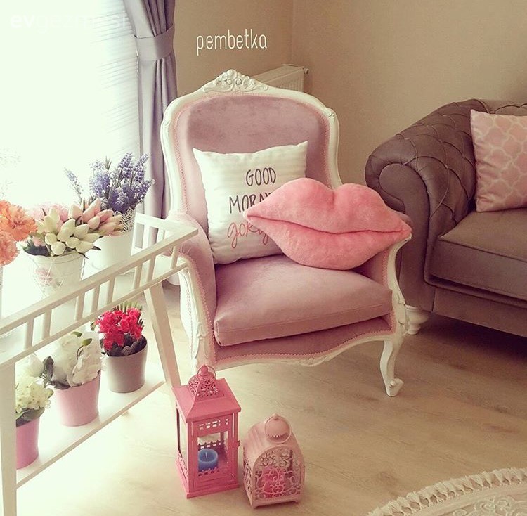 Berjer, Country, Dekoratif Objeler, Pembe, Salon, Şamdan