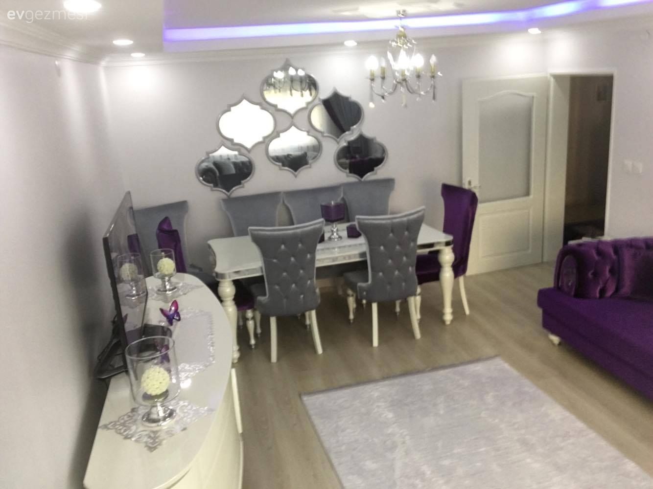 Ayna, Gri, Halı, Konsol, Mor, Salon, Yemek Odası