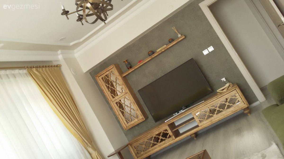 Ahşap Mobilya, Duvar dekorasyonu, Oturma Odası, Duvar rafı, Salon, Tv ünitesi, Yeşil