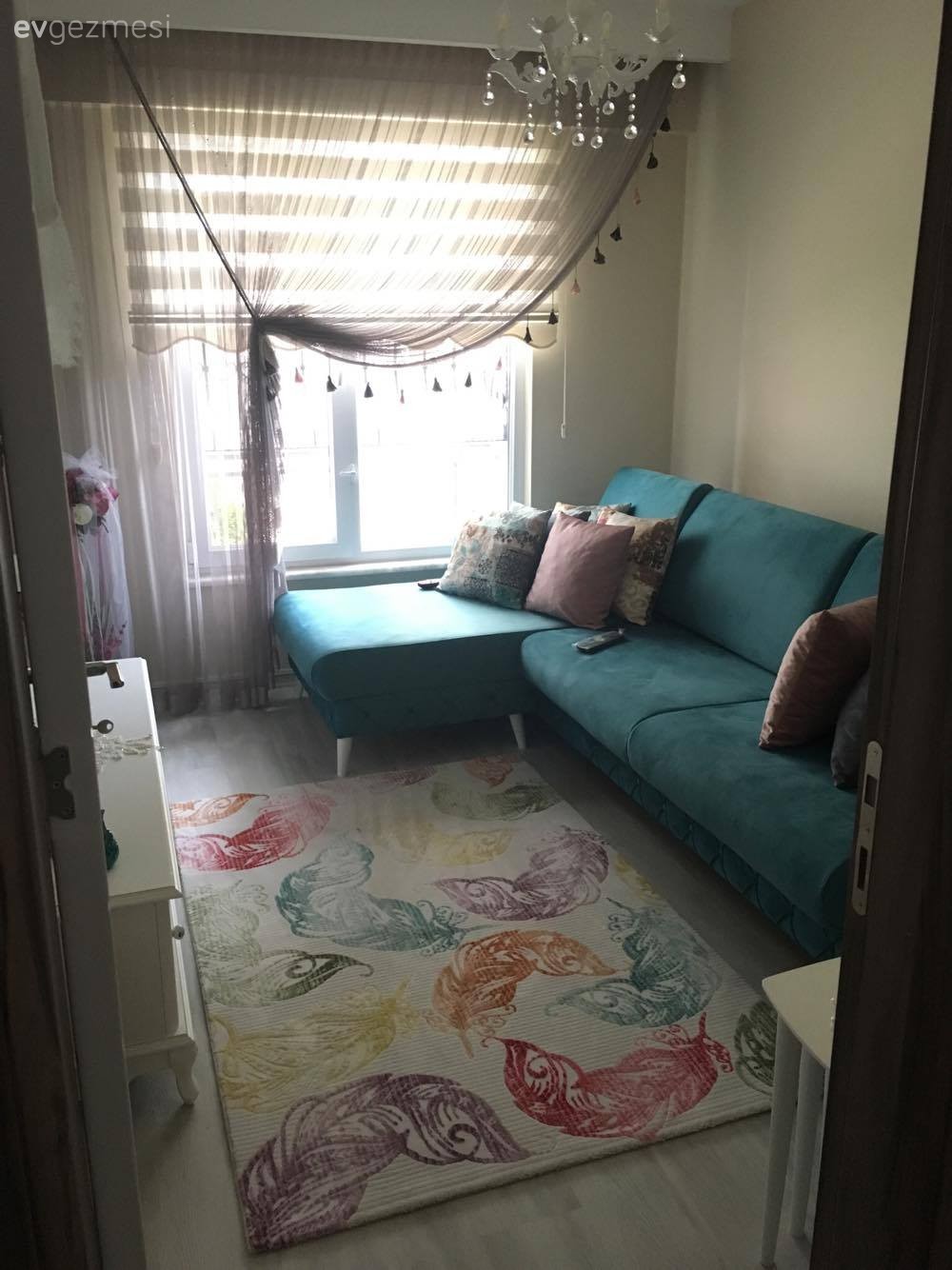 Halı, Köşe koltuk, Mavi, Oturma Odası, Perde