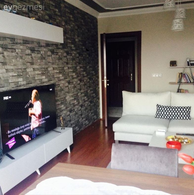 Duvar dekorasyonu, Duvar kağıdı, Salon, Tv ünitesi