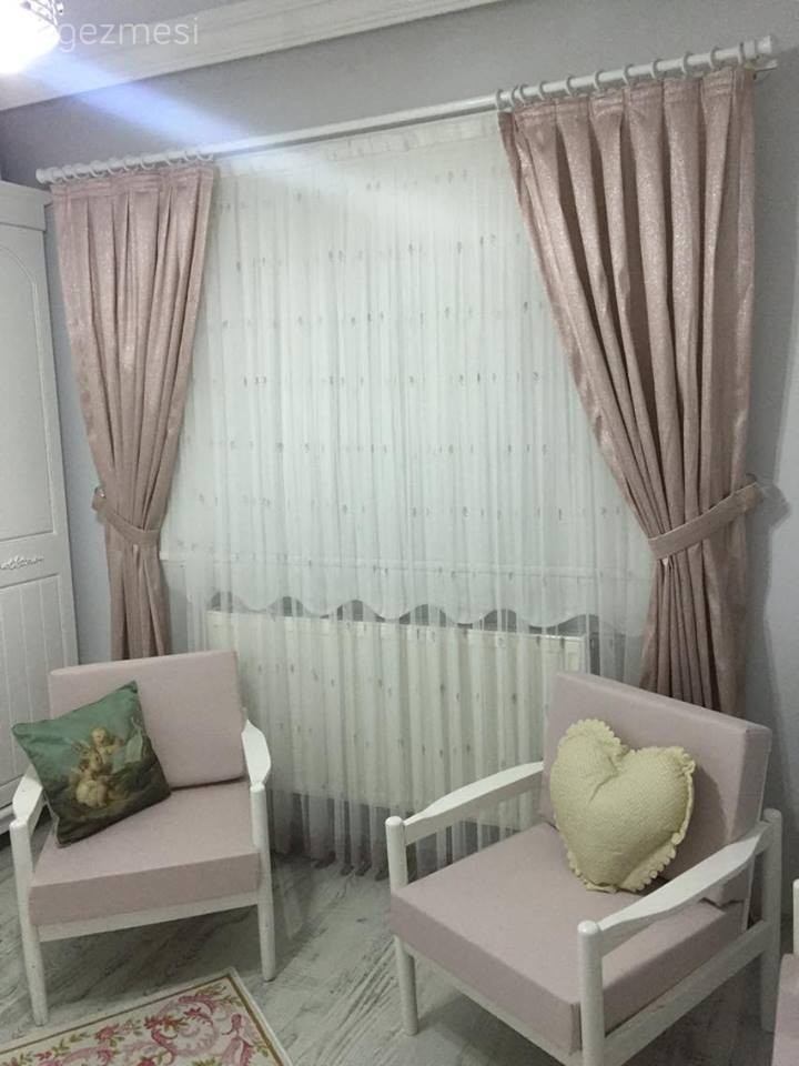 Berjer, Fon perde, Pembe, Yatak Odası, Perde