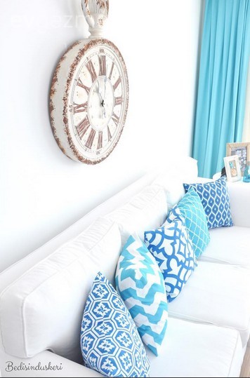 Beyaz, Duvar dekorasyonu, Mavi, Salon