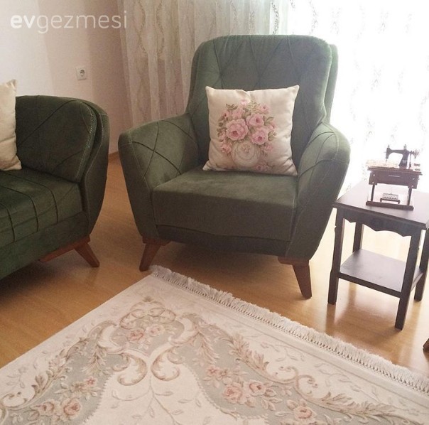 Halı, Krem, Oturma Odası, Yeşil