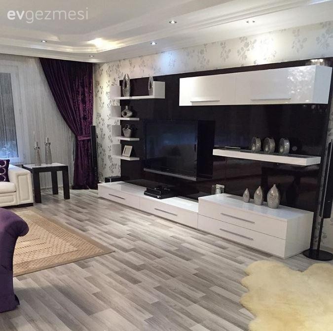 Tuba hanımın mor vurgusu ile sofistike dekoru..