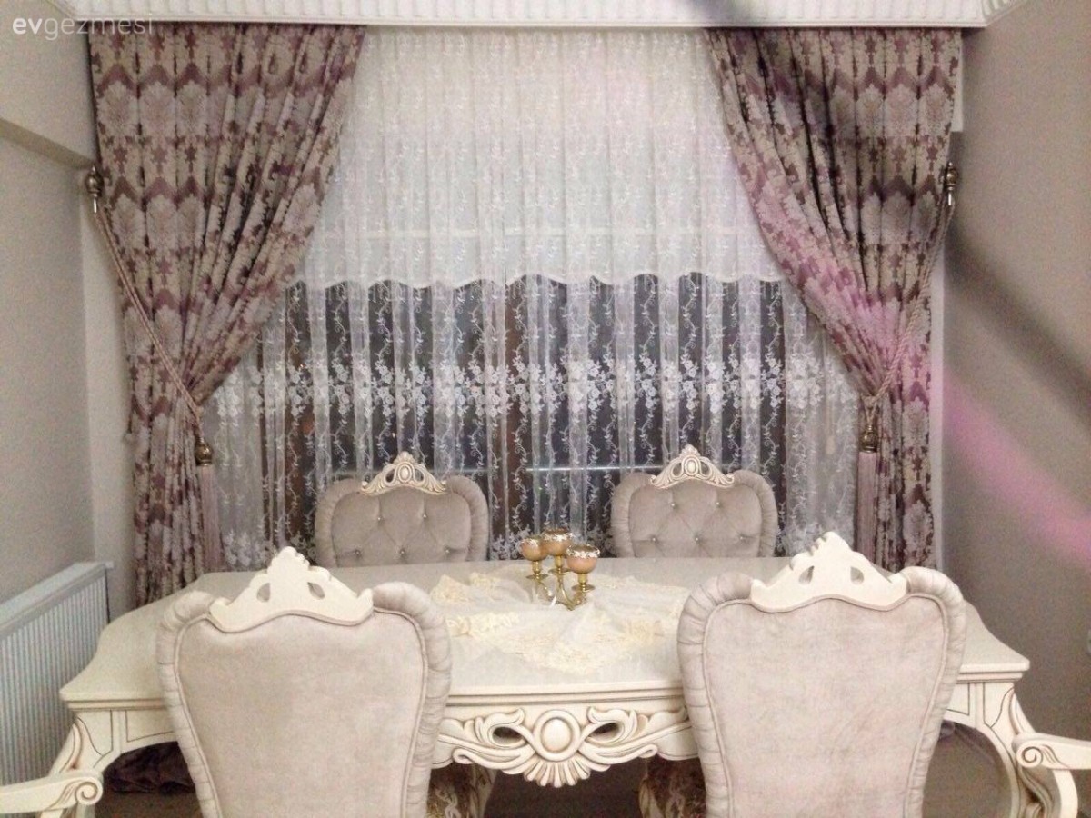 Fon perde, Pembe, Perde, Salon, Yemek Odası