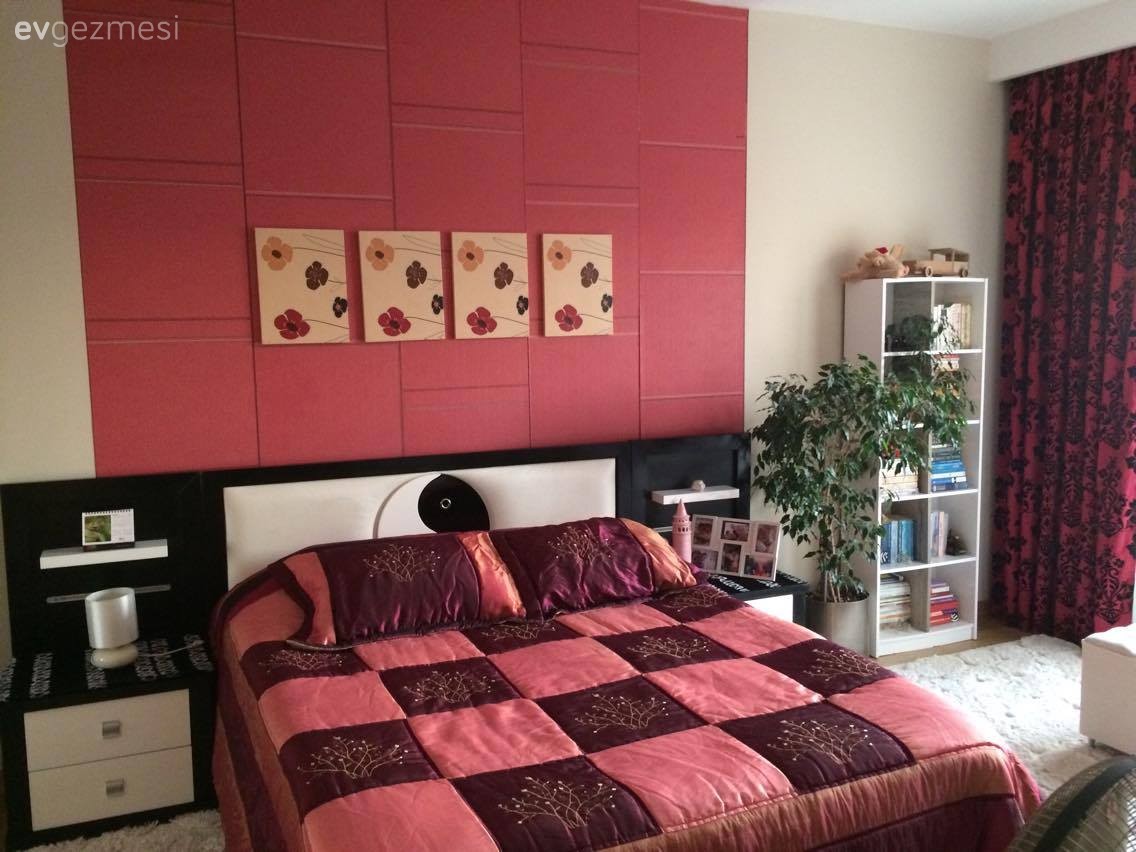 Duvar dekorasyonu, Kırmızı, Yatak Odası, Yatak örtüsü