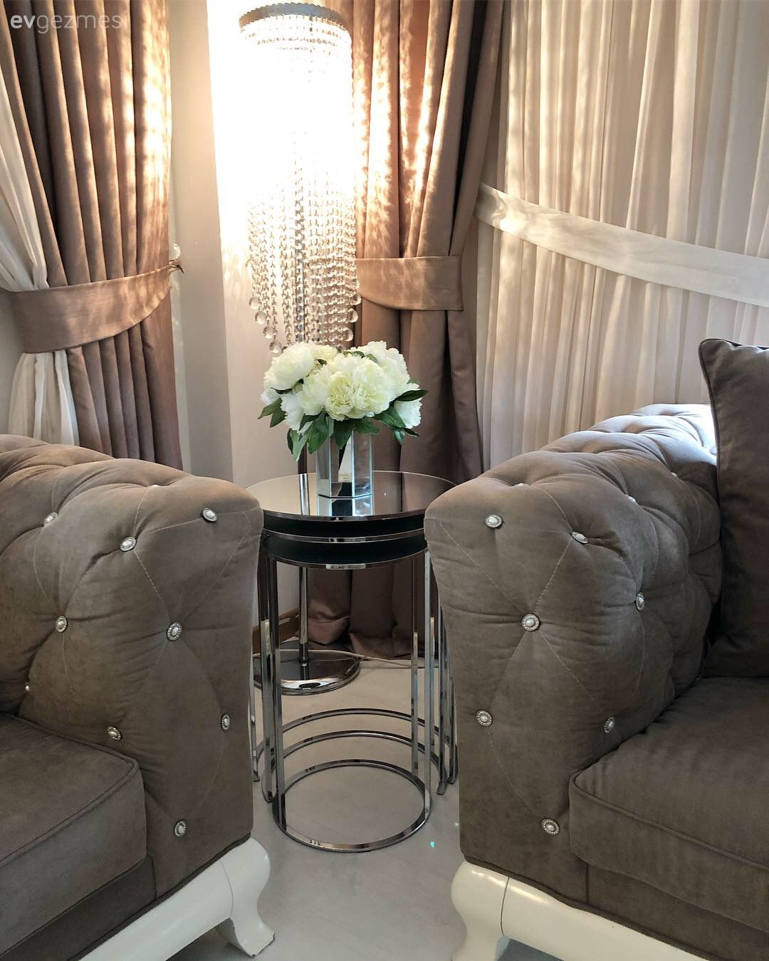 Aynalı mobilya, Zigon sehpa, Lambader, Kahverengi, Kapitone