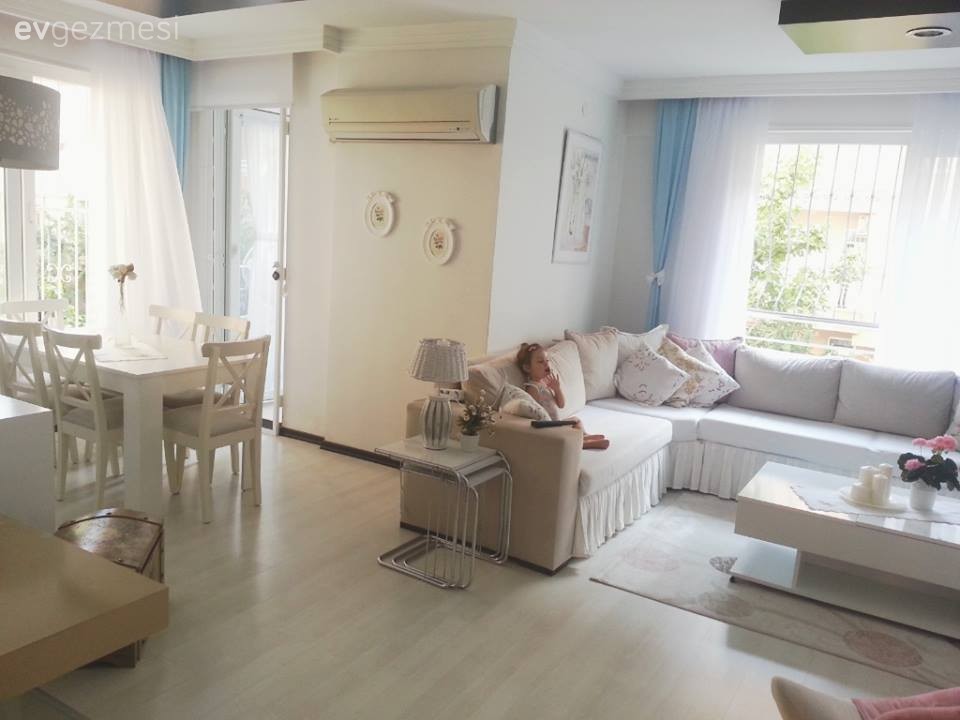 Beyaz, Dekoratif Objeler, Köşe koltuk, Mavi, Salon