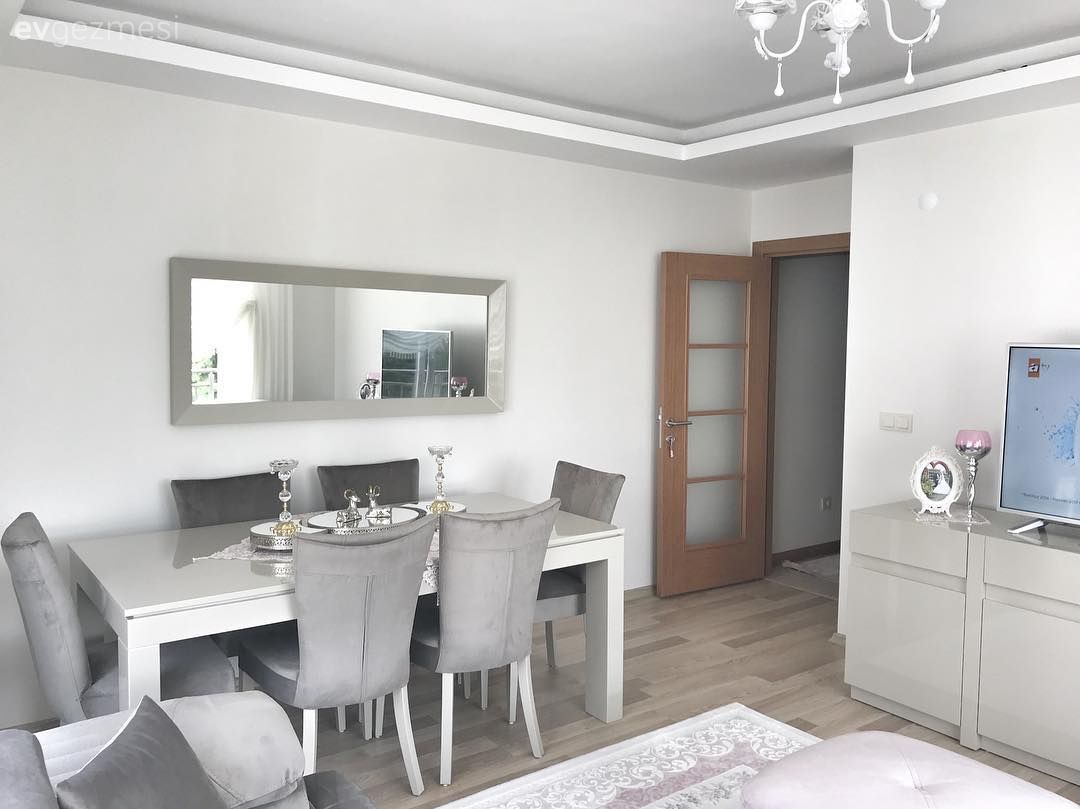 Salon, Yemek Odası, Ayna, Konsol, Gri