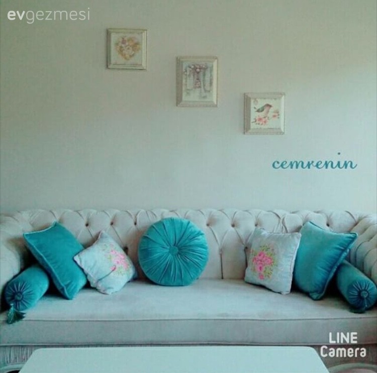 Duvar dekorasyonu, Mavi, Salon, Kırlent