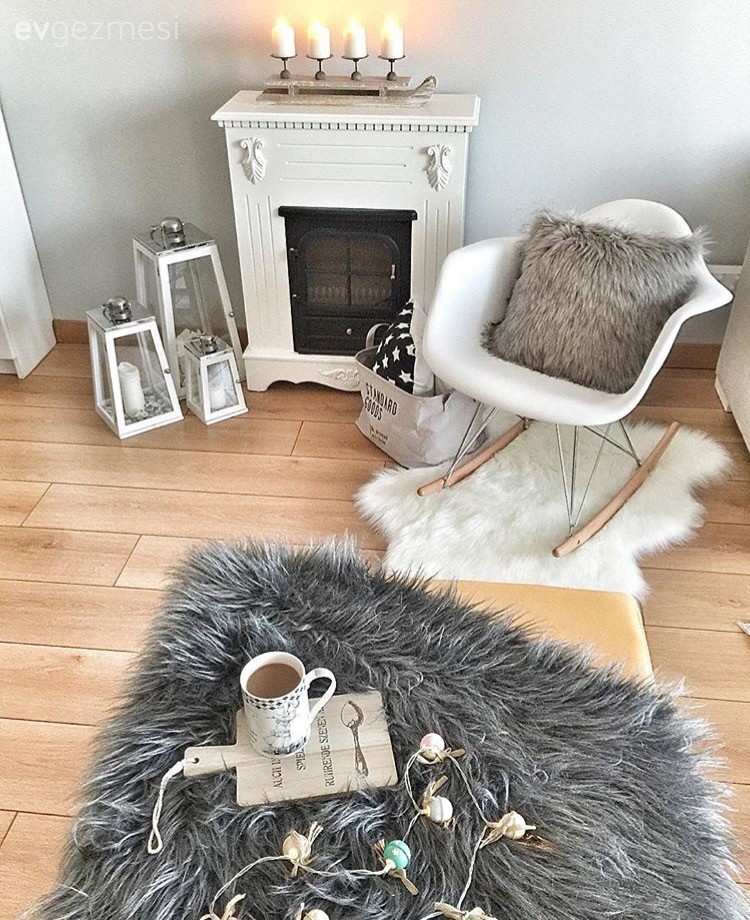 Gri, Modern, Salon, Sandalye, Şömine