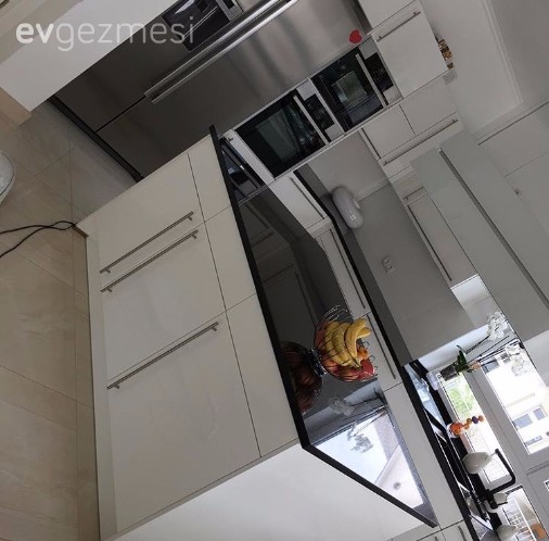 Beyaz mutfak, Modern mutfak, Mutfak, Ada mutfak, Siyah- Beyaz