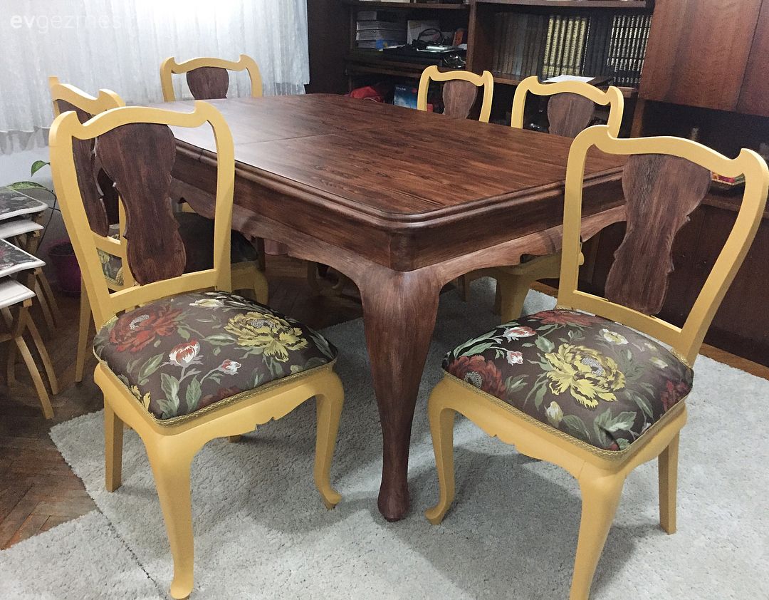 Yeniden yaratılmış venge mobilyalar. Burcu hanımın harika dönüşümü..