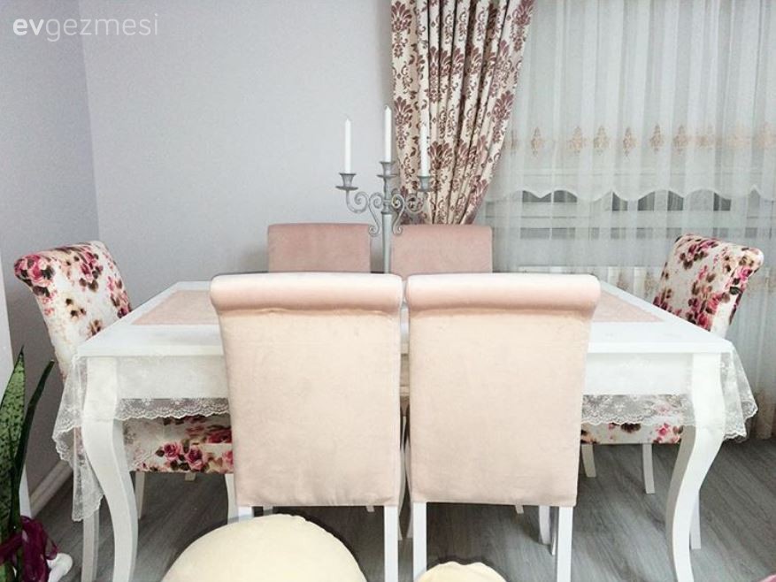 Fon perde, Pembe, Salon, Yemek Odası, Perde