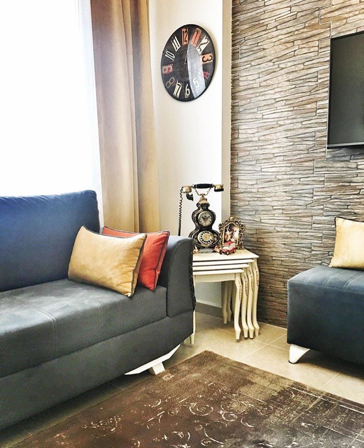 Gri, Oturma Odası, Taş duvar