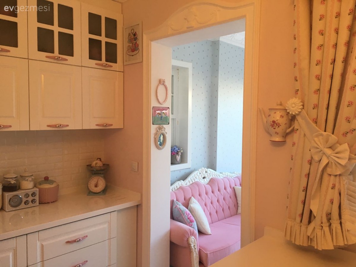 Beyaz mutfak, Country mutfak, Mutfak, Pembe