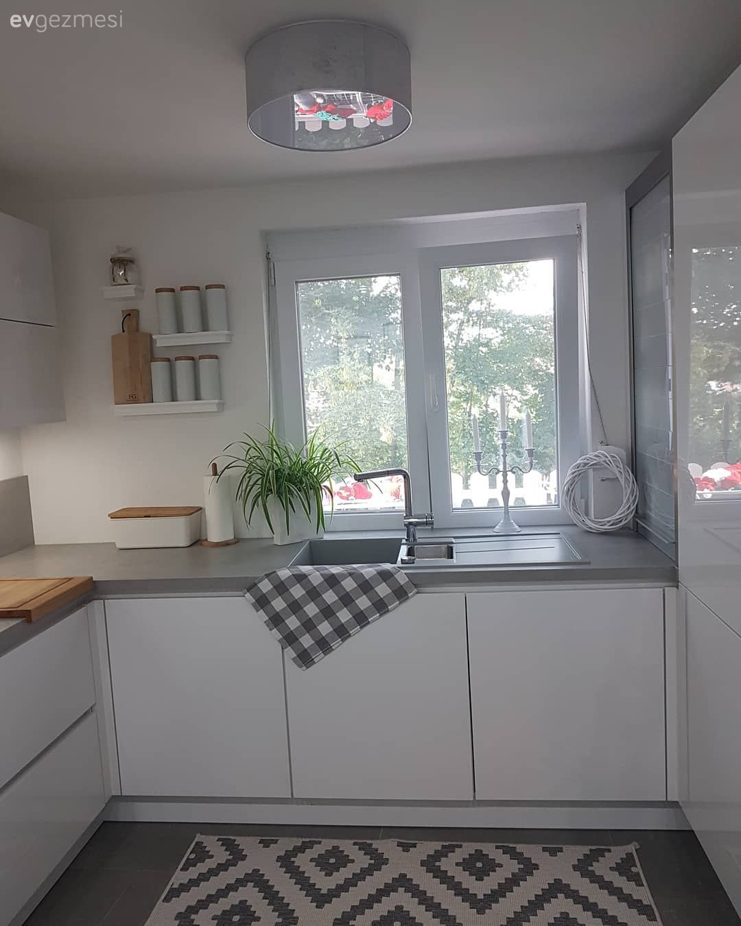 Mutfak, Beyaz mutfak, Modern mutfak, Geometrik desen, Siyah- Beyaz