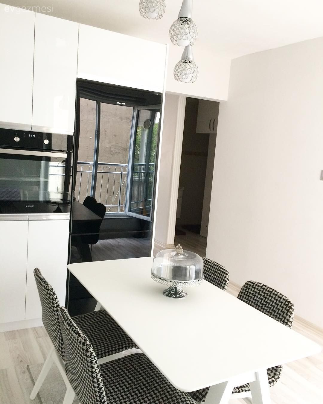 Cam Ankastre, Mutfak masası, Mutfak, Beyaz mutfak, Siyah- Beyaz